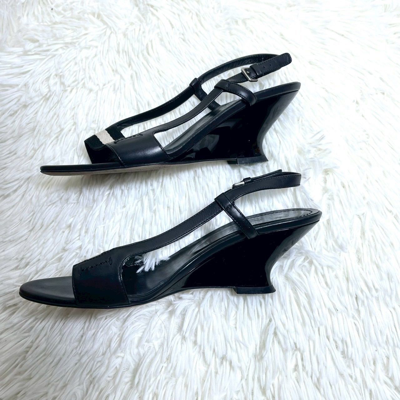 本物バリーBALLY本革レザーヒールストラップサンダルパンプスシューズ靴レディース22cmイタリア製35黒ブラック KIN-KAAI_COM