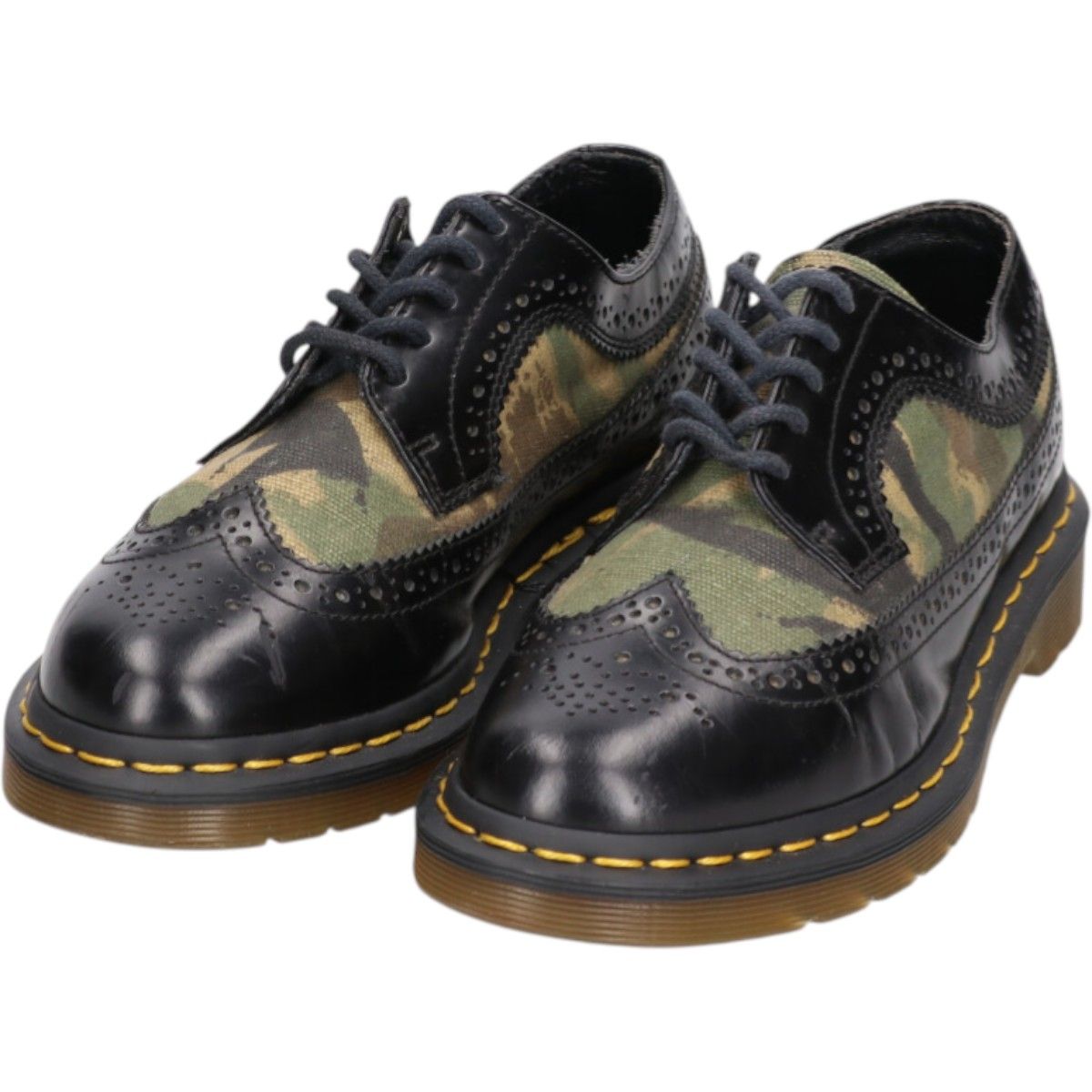 古着 ドクターマーチン Dr.Martens 迷彩柄 ウッドランドカモ セミブローグ ウイングチップシューズ 4 レディース23.0cm相当|saa013558