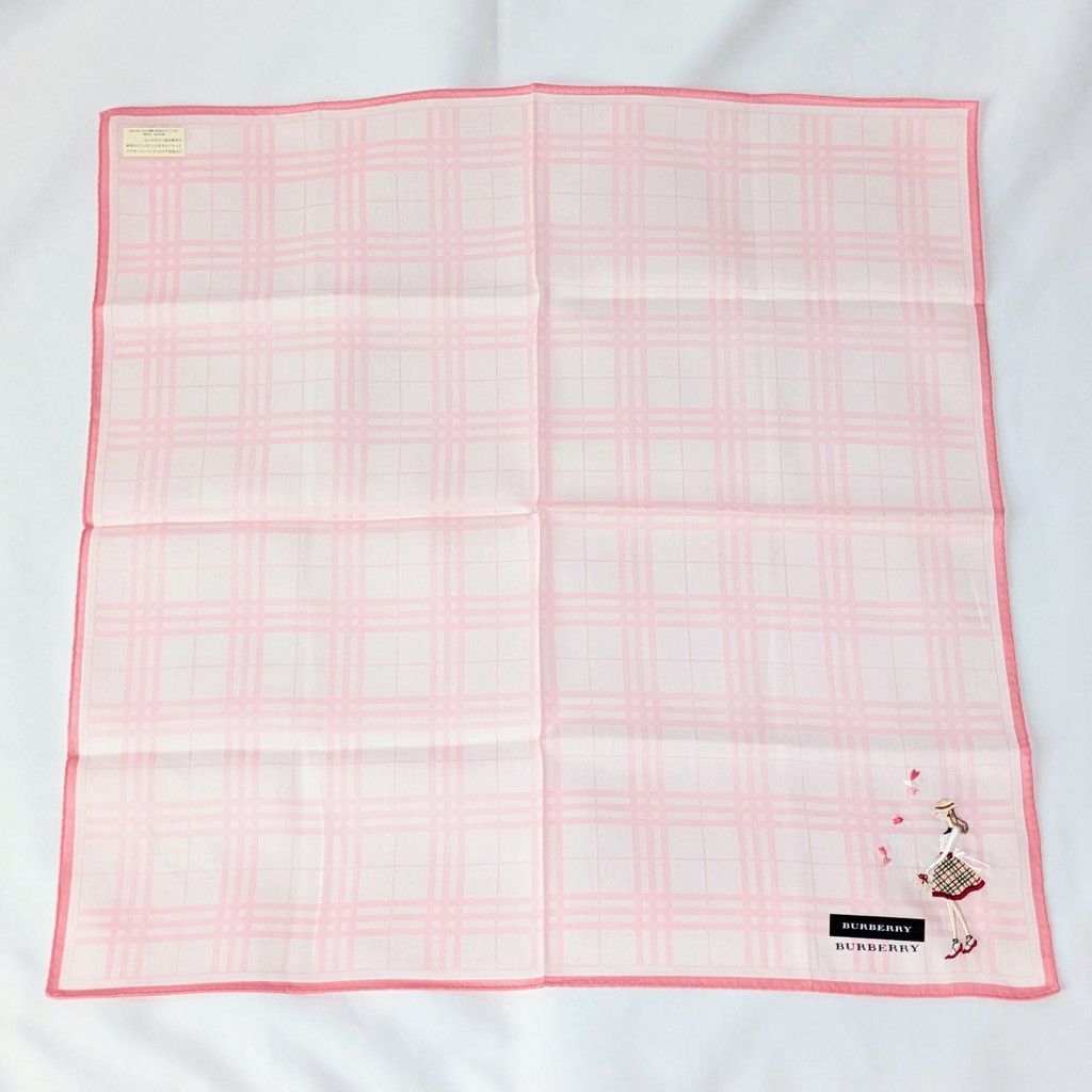 BURBERRY ハンカチ 女性 刺繍 チェック柄 ピンク 未使用 - メルカリ