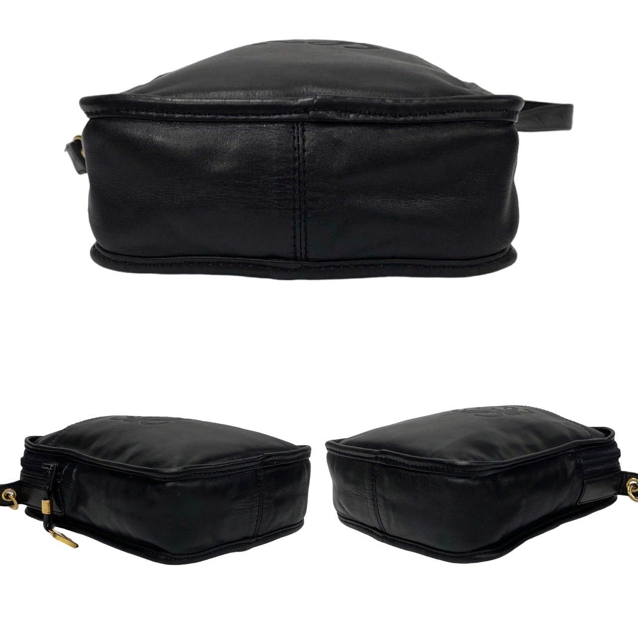 極 美品 LOEWE ロエベ ヴィンテージ アナグラム ロゴ刻印 レザー ミニ