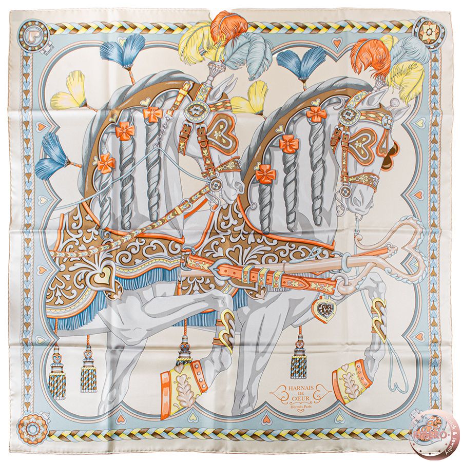 HERMES エルメス カレ90 Harnais de Coeur アルネ・ドゥ・クール