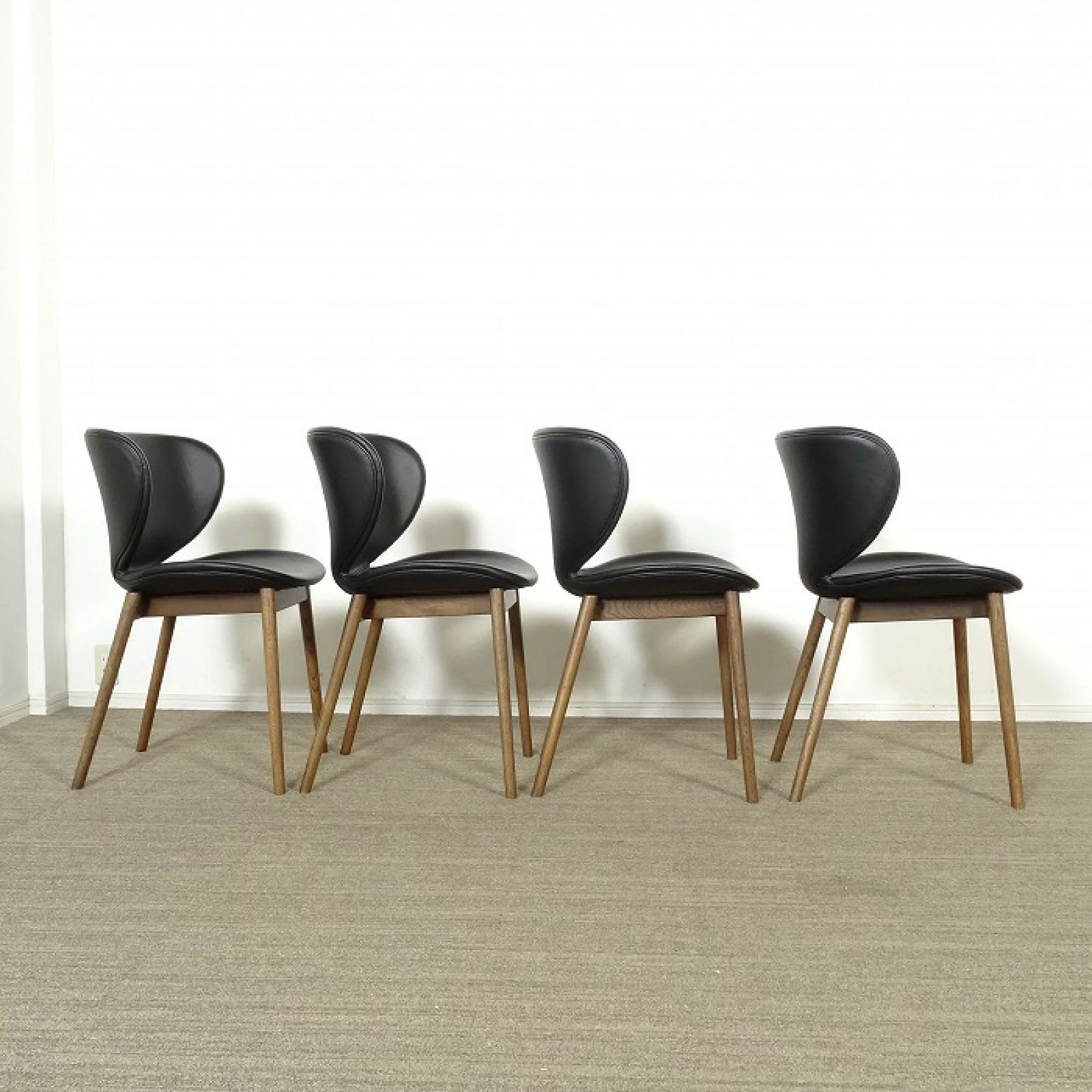 4脚セット 黒本革