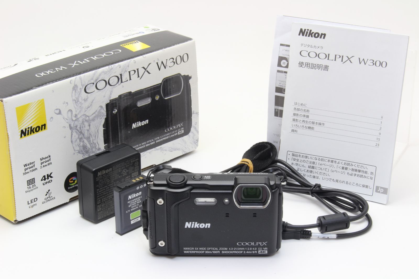 A (美品) Nikon ニコン COOLPIX W300 ブラック 元箱 初期不良