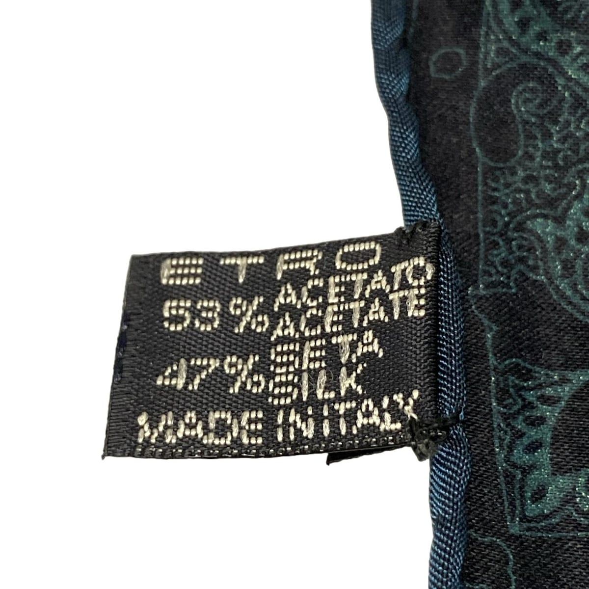 ETRO エトロ スカーフ - 黒×ダークグリーン ペイズリー柄