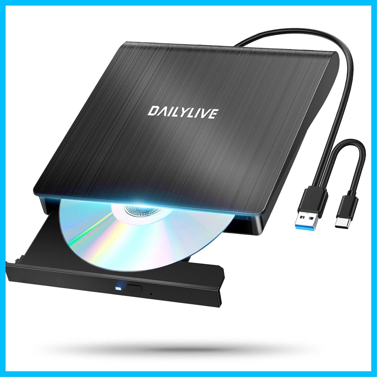 【新着商品】DVDドライブ USB3.0u0026Type-C両用ケーブル 外付けDVD/CDドライブ Window/Linux/Mac CD OS対応 静音 軽量 読み出しu0026書き込み 【2024新】外付けDVDドライブ エラー校正 TYPE-Cコネクター付き 日