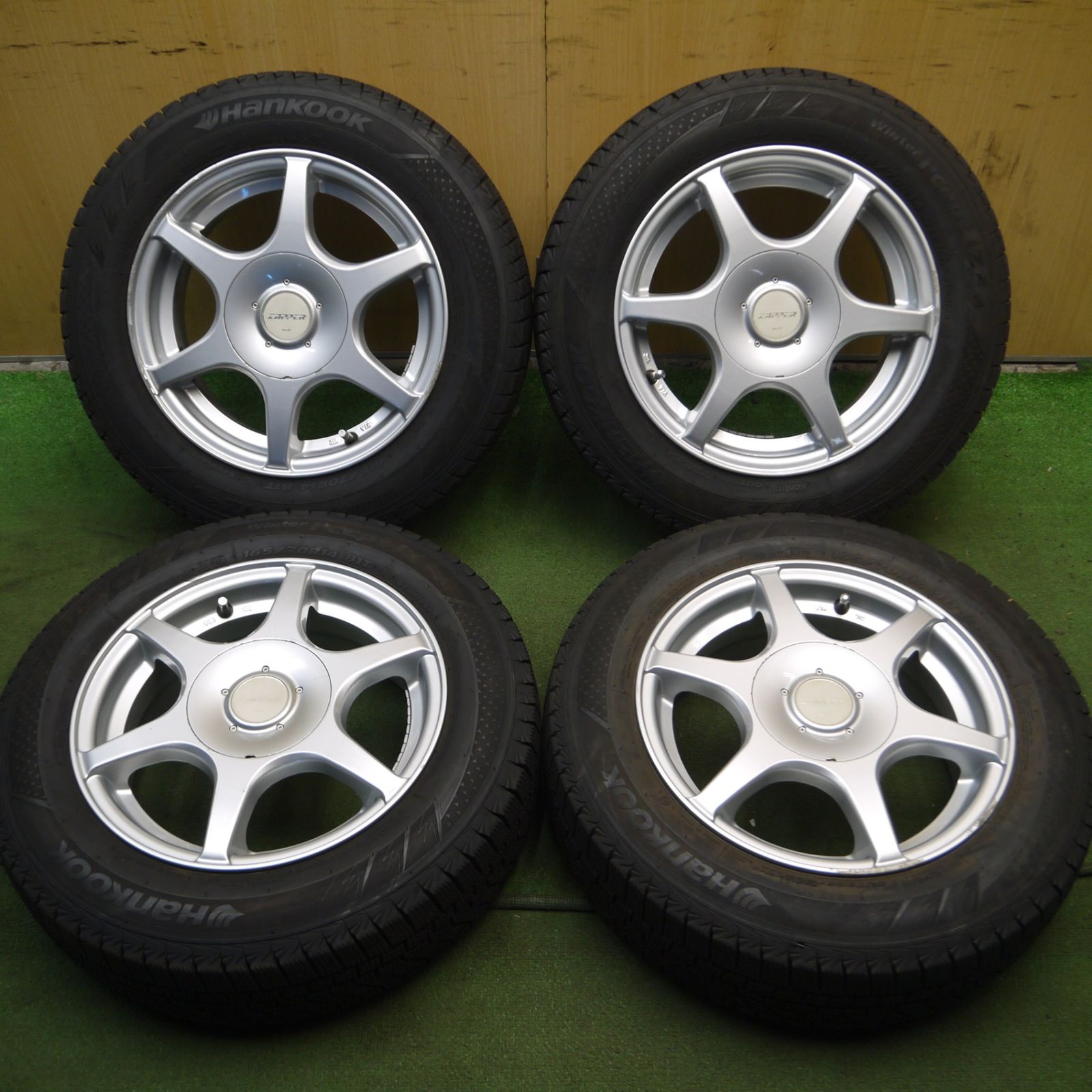 *送料無料*バリ溝！20年！9.5分★スタッドレス 165/70R14 ハンコック ウインター アイセプト IZ2A ZAPPER weds  14インチ PCD100 114.3/4H マルチ★4012909Hス