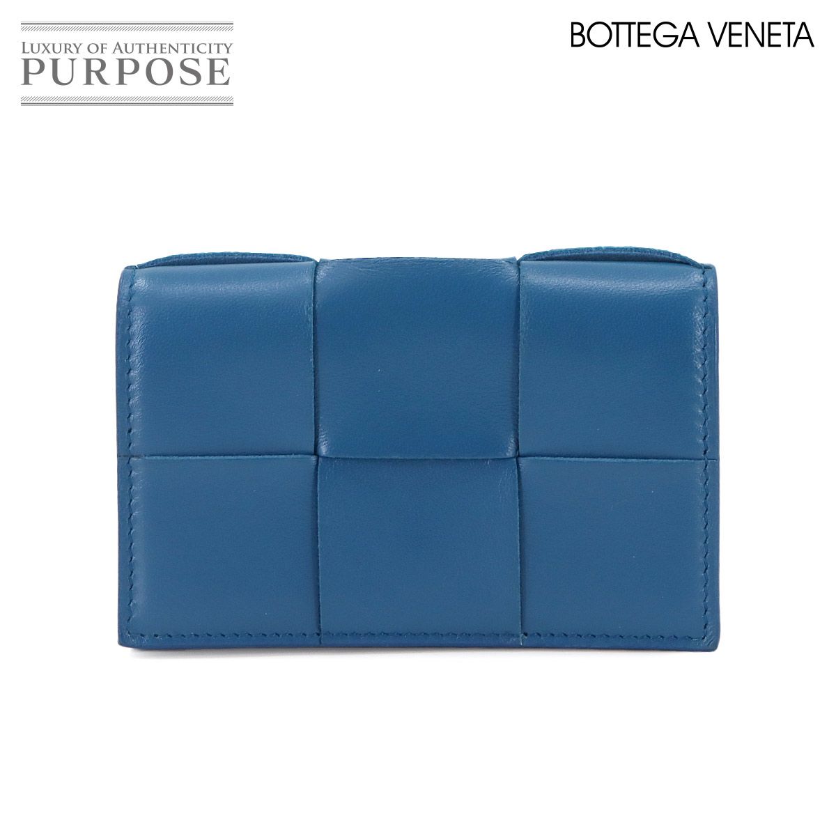ボッテガ ヴェネタ BOTTEGA VENETA マキシ イントレチャート カセット ビジネス カードケース レザー ブルー 651396 90298343