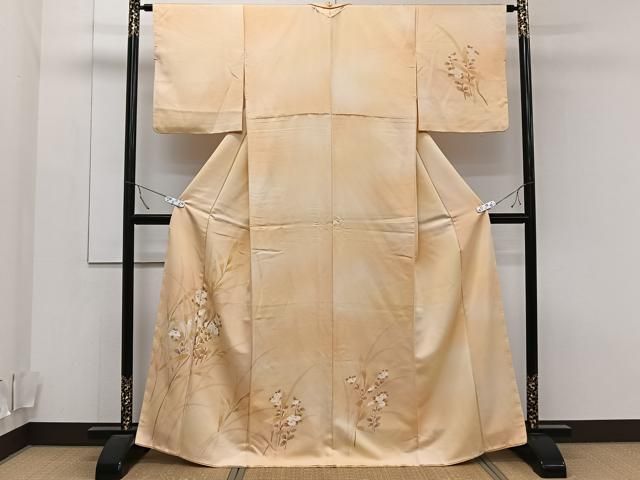 平和屋着物▽訪問着 単衣 刺繍 万寿菊 金彩 正絹 逸品 BAAT1130hv