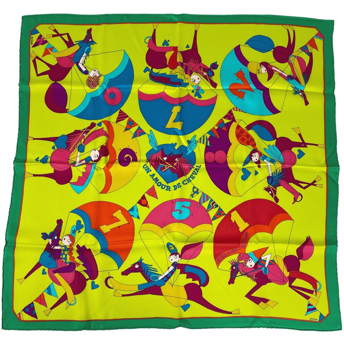 未使用品▲HERMES エルメス カレ70 UN AMOUR DE CHEVAL 馬への愛 シルク100％ スカーフ マルチカラー 箱付き フランス製 レディース エルメス HERMES カレ 70 UN AMOUR DE CHEVAL 馬への愛 スカーフ