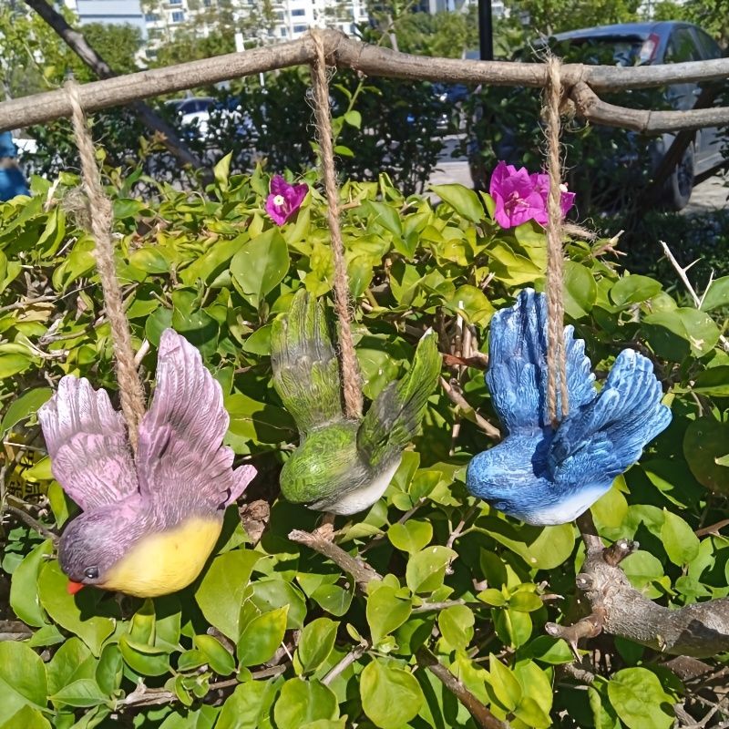 吊り下げ オブジェ ガーデンオーナメント 3羽の鳥 小鳥 室内 屋外