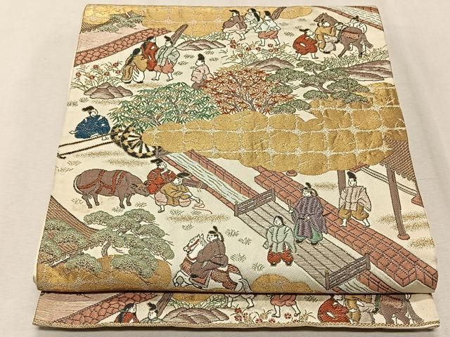 袋帯　確認用 平和屋着物◎六通柄袋帯 風景文 金糸 正絹 逸品 BAAU4868hv 平和屋