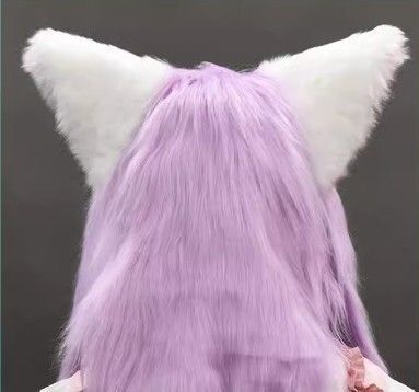 着ぐるみヘッド 猫 ピンクと白 全頭ヘッド ケモノ マスク ファー