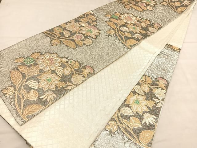 平和屋着物◎佐賀錦 六通柄袋帯 更紗花文 金銀糸 正絹 逸品