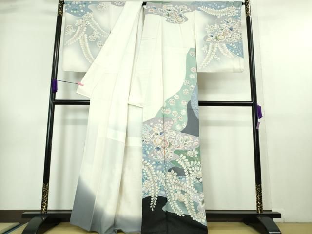 平和屋着物■極上　越後十日町の一流染匠　桐屋・翠山工房　訪問着　辻が花　暈し染め　銀通し地　逸品　未使用　DZAB0373kh5 平和屋本店□極上 越後十日町の一流染匠 桐屋・翠山工房 訪問着 辻が花