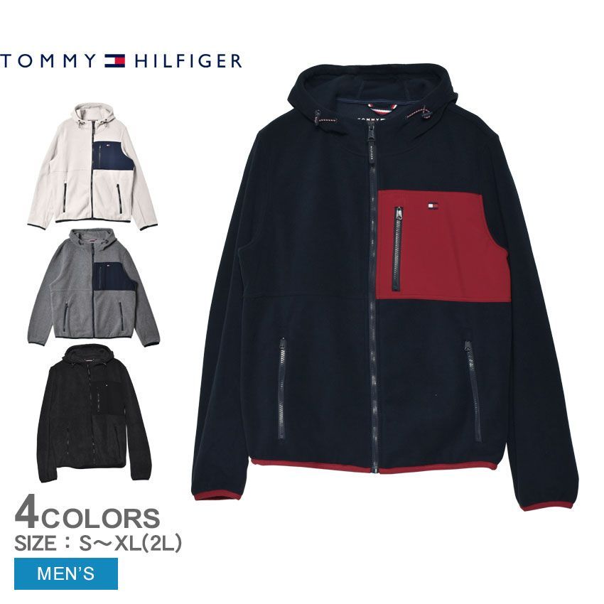 トミーヒルフィガー フリース 151AF238 メンズ MIXED MEDIA FLEECE HOODY TOMMY HILFIGER カラー:03.ネイビー×グレー 品番：2609-0060