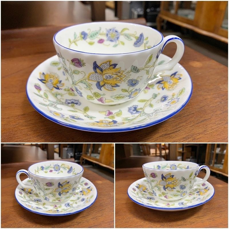 廃盤 ミントン ハドンホール カップ＆ソーサー 2客セット ペア ブルー グリーン MINTON HADDON HALL BLUE 英国 花柄  オシャレ 人気【RU0109-10】 - メルカリ