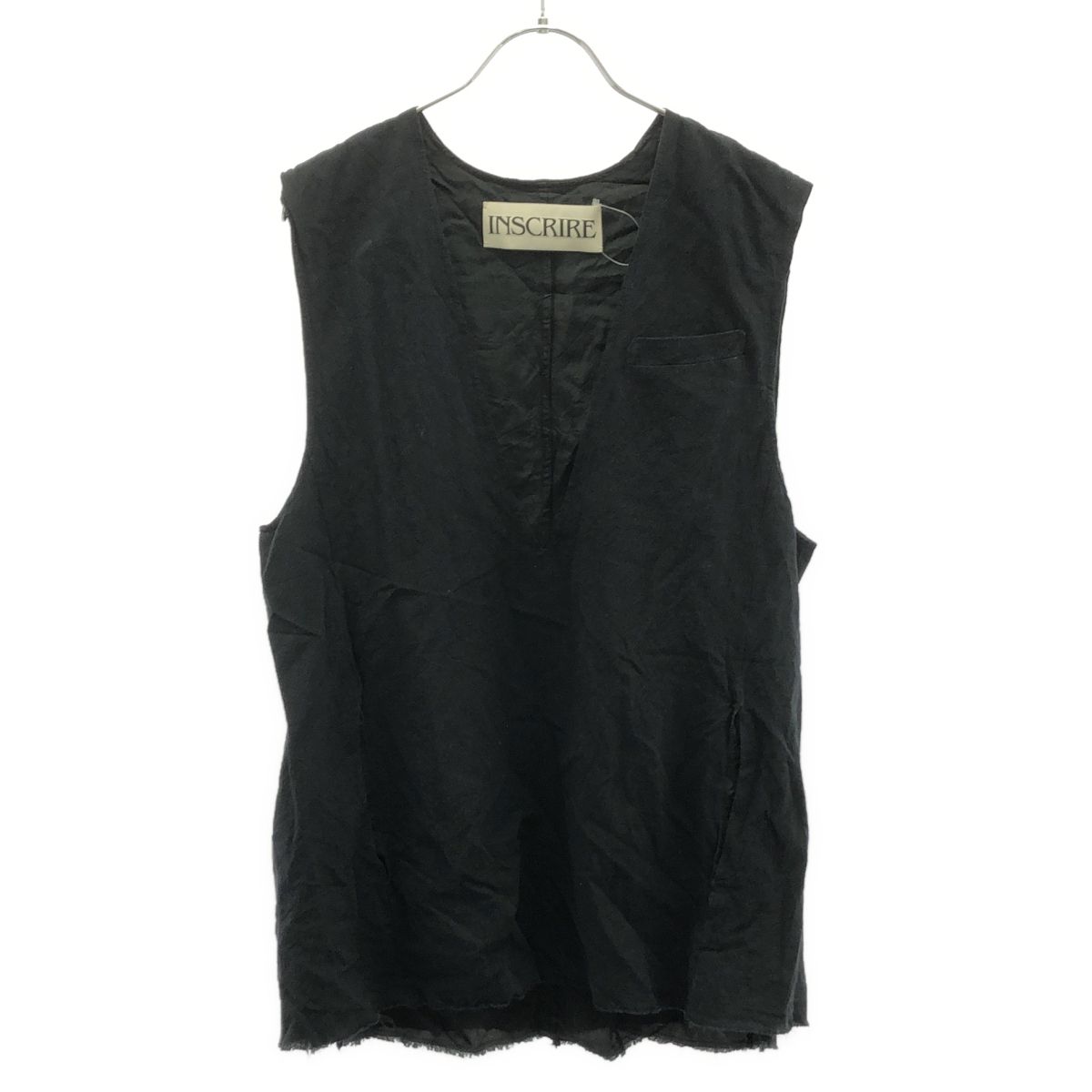 INSCRIRE アンスクリア 22SS Vネックベスト I22SS-GILET5 ブラック 38 ITW0F8U4LMZC INSCRIRE アンスクリア 22SS Vネックベスト I22SS-GILET5