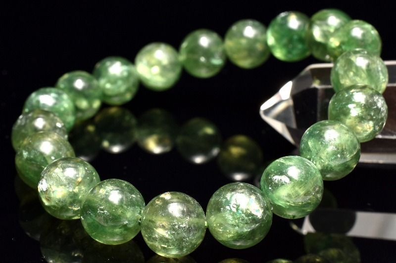 【１点物】希少天然雲母 グリーンマイカ(フックサイトシリカ)　10mm　ブレスレット パワーストーン 天然石 _MA8950