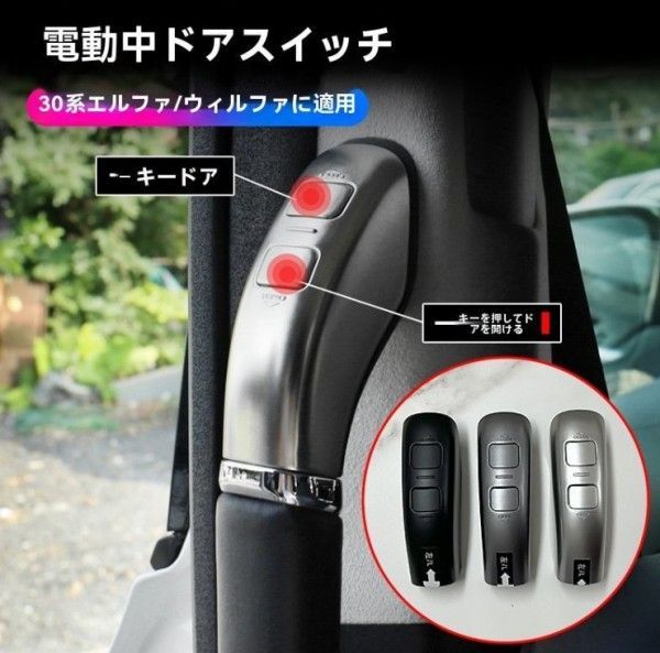 15-22年式 エルファード ヴェルファイア 30系 4点セット 電動中扉スイッチ ボタン アルファード 3色選択可