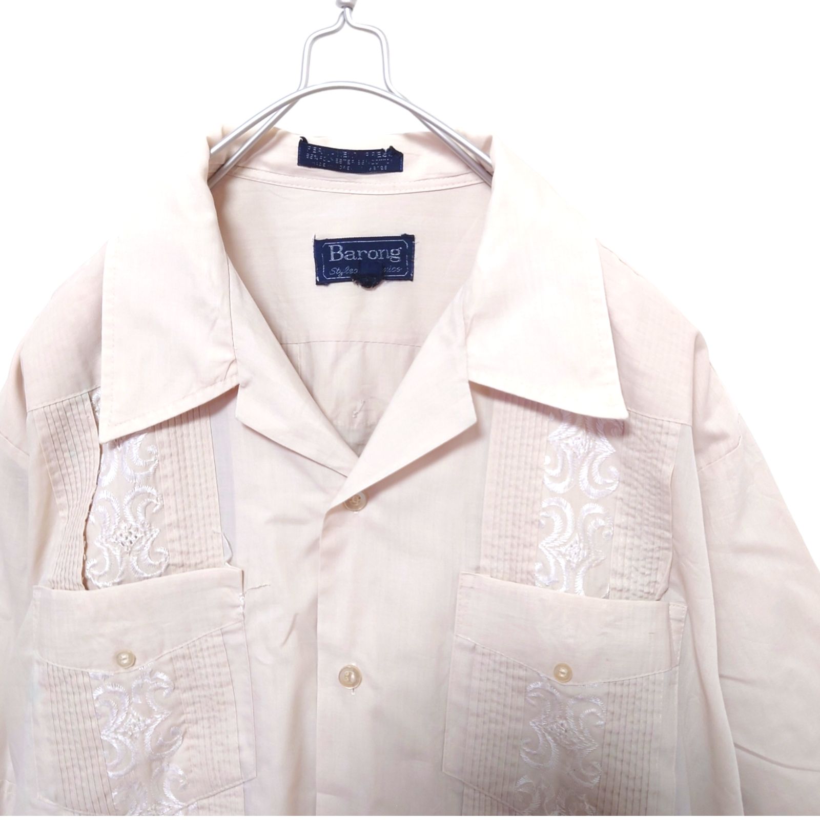 Barong】開襟 オープンカラー 刺繍入りキューバシャツ S-498