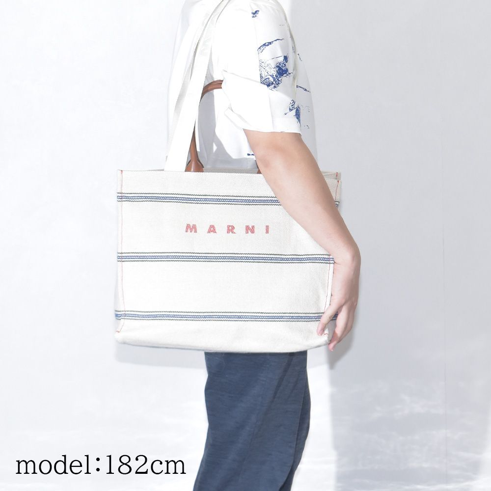 新品 MARNI クリーム ストライプ キャンバス製 ミディアムトート 楽天市場】マルニ バッグ トートバッグ クリーム ストライプ