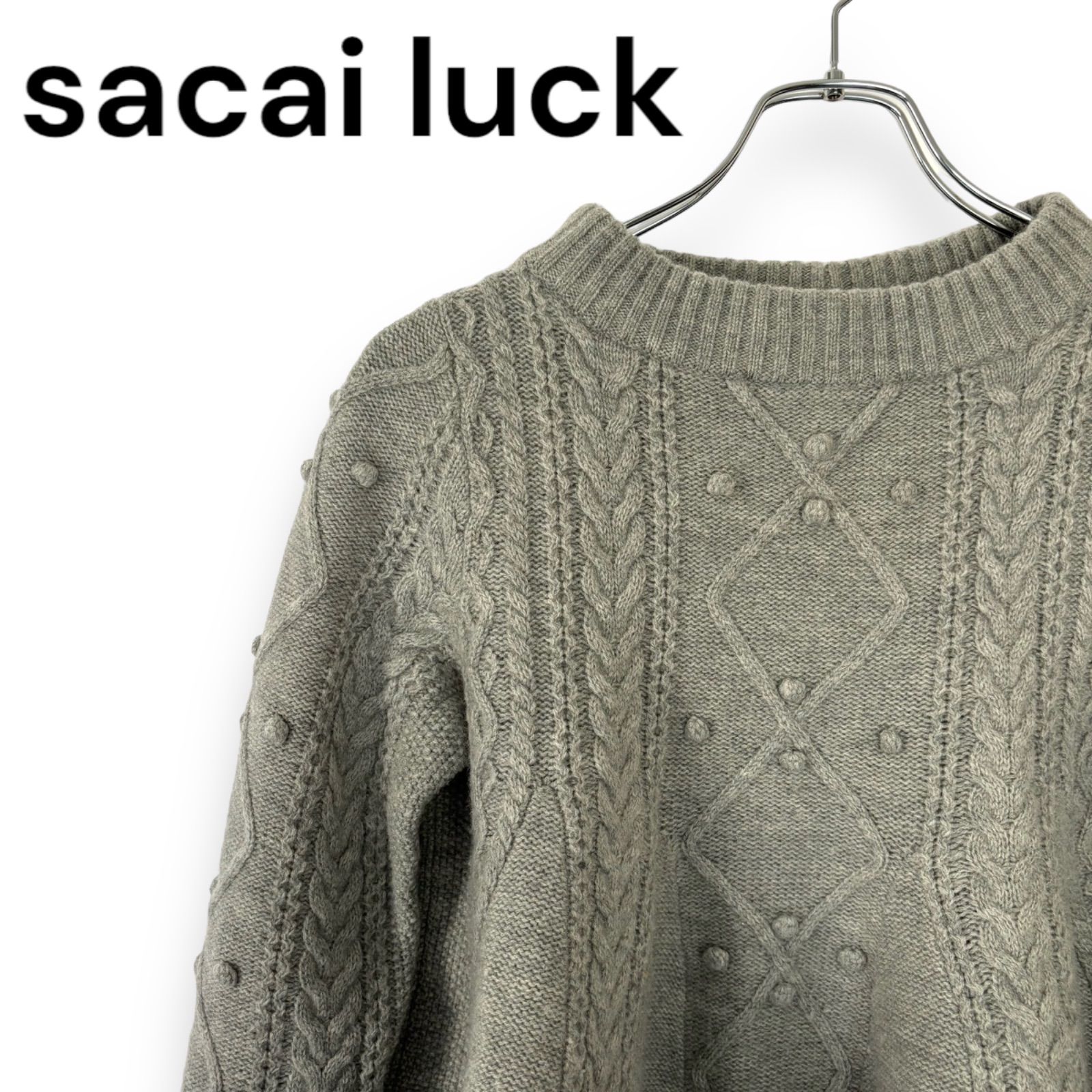 sacai luck サカイラック ペプラムニット シフォンケーブルニット