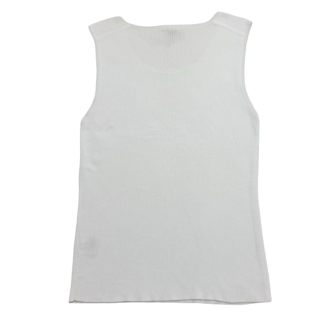 HERMES エルメス タンクトップ ノースリーブ Uネック 袖なし レディース トップス アイボリー ホワイト SM