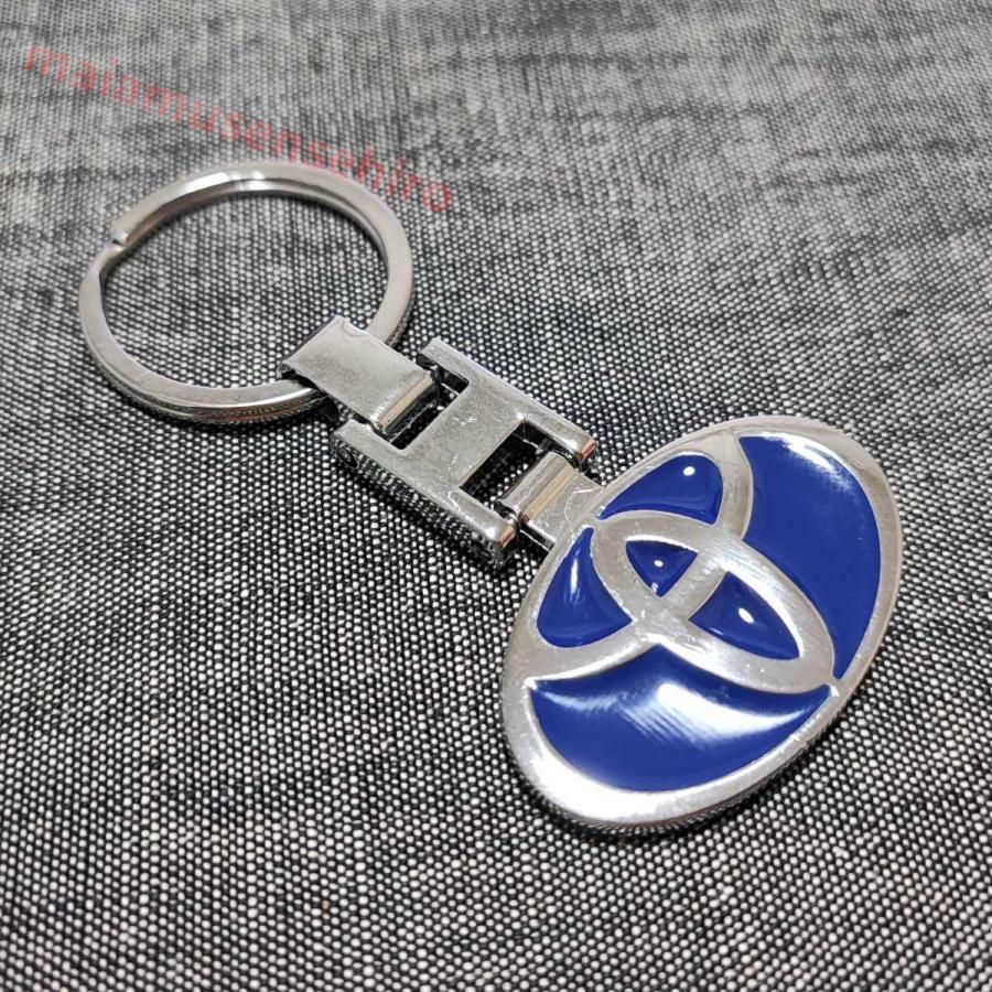 高品質 トヨタ メタル キーホルダー【ブルー】プリウス クラウン ハリアー アルファード アクア ヤリスクロス ライズ RAV4 86 C-HR bB プラド