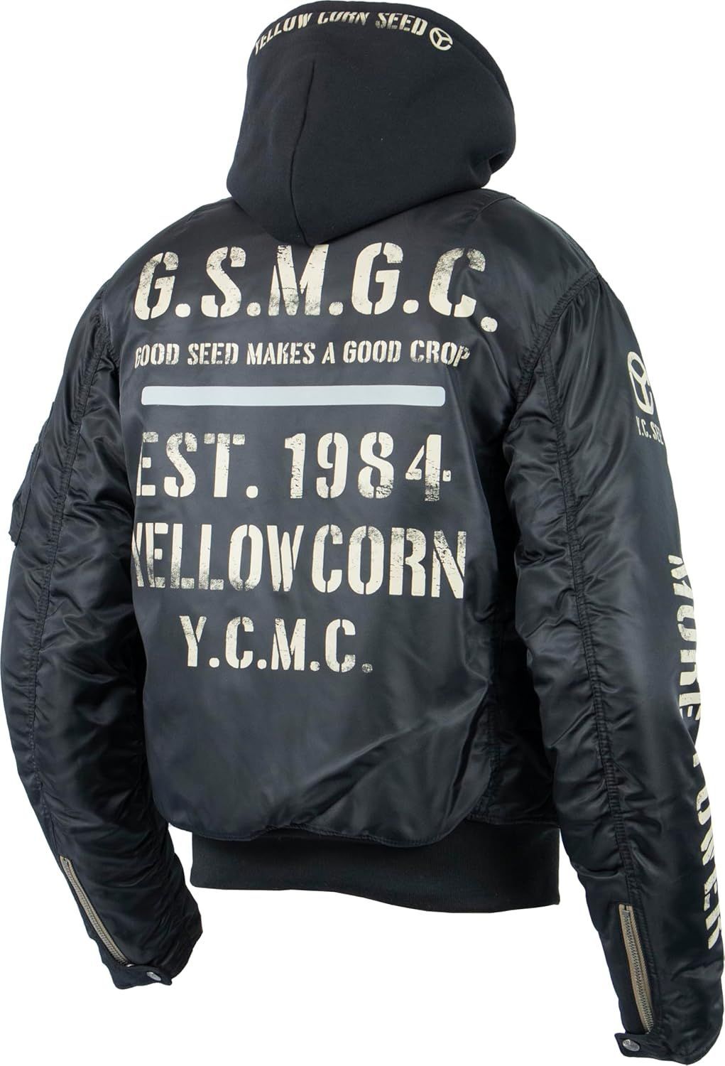 イエローコーン SJ-5307 ウインタージャケット BLACK フード付き 防風 防寒