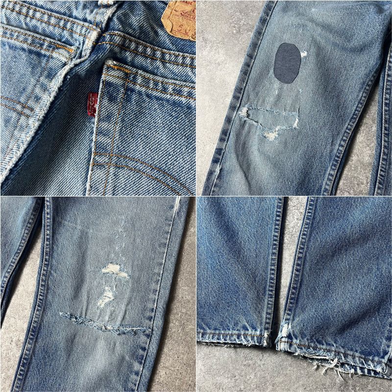 ヒゲ 90s Levis 505 0216 クラッシュ デニム パンツ 32 31 / 90年代