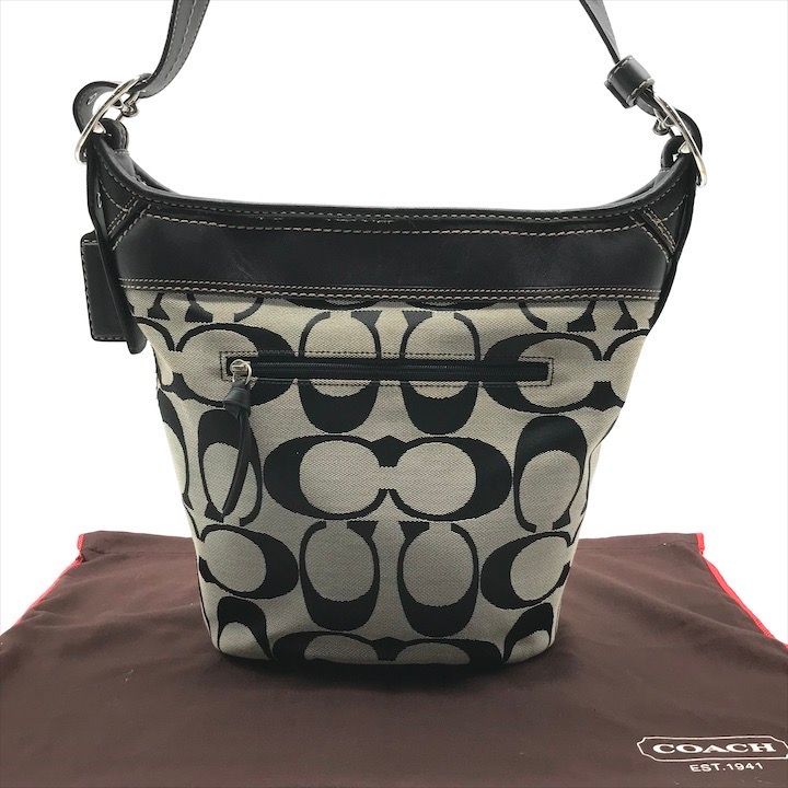 良品 COACH コーチ シグネチャー キャンバス レザー ショルダー