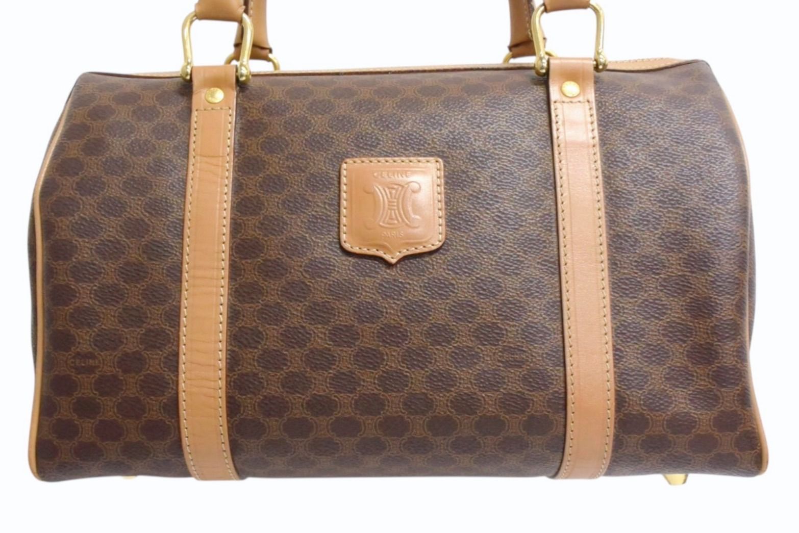 CELINE セリーヌ マカダム柄 ハンドバッグ ベージュ ブラウン CELINE セリーヌ マカダム柄 ハンドバッグ ベージュ ブラウン
