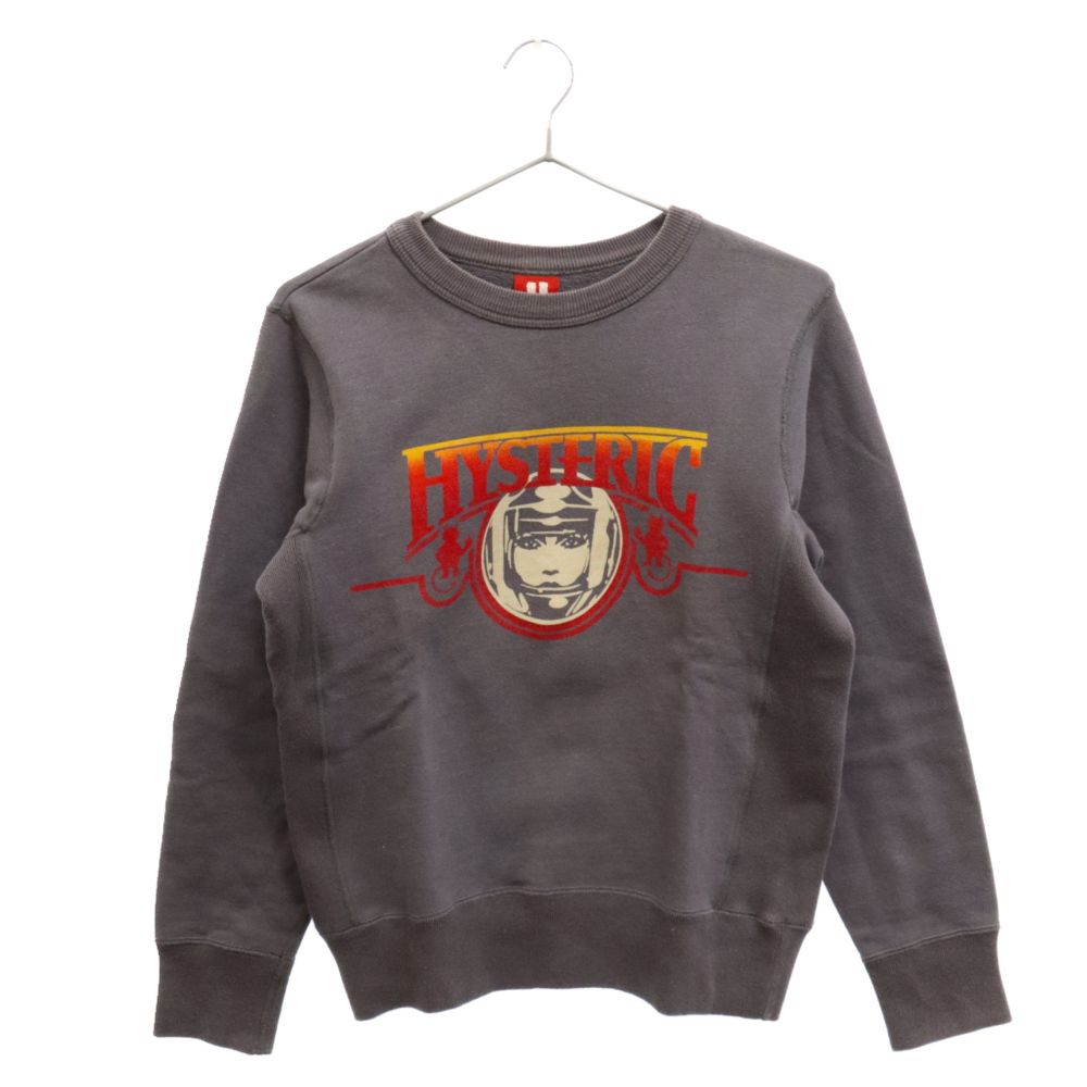 HYSTERIC GLAMOUR (ヒステリックグラマー) ヒスガール フロントグラフィックプリント クルーネックスウェットトレーナー グレー 2CS-5190