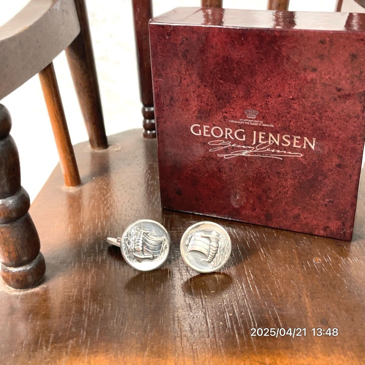 SILVER925 SV925 GEORG JENSEN ジョージ ジェンセン 50 船モチーフ サークル調 カフスボタン カフスリンクス アクセサリー 装飾品 き