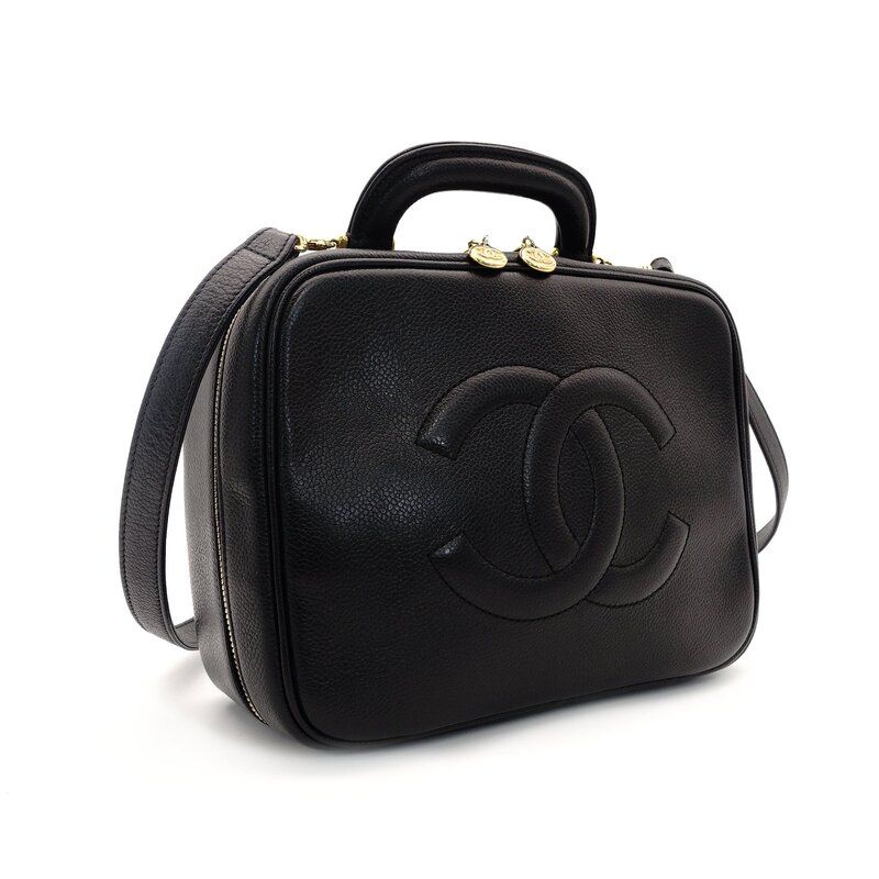 シャネル CHANEL ハンドバッグ キャビアスキン バニティ 黒 レザー ブラック 2way クロスボディ 7-8-757