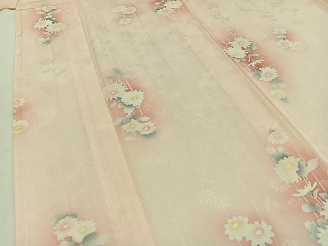 平和屋着物▽上質な小紋 単衣 草花文 暈し染め 正絹 逸品 AAAZ5718jh