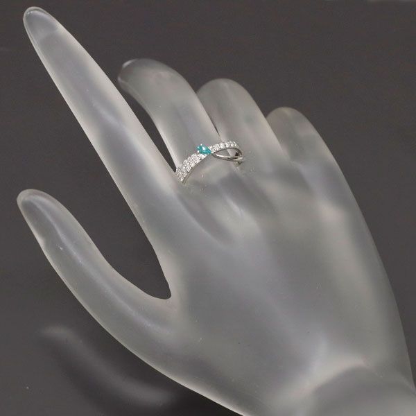 Pt950 パライバトルマリン ダイヤモンド リング 0.07ct D0.20ct