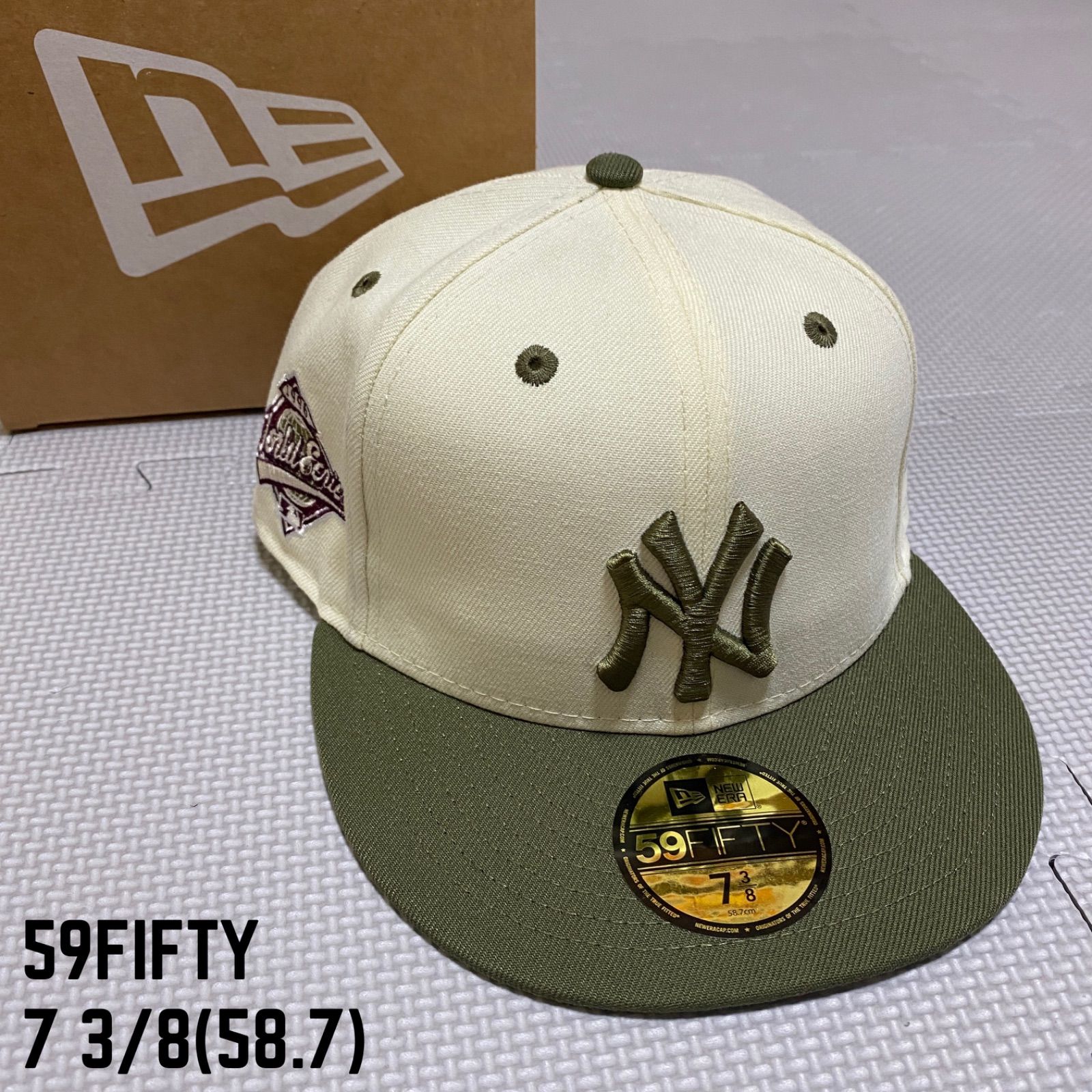 NEWERA》ニューエラ ニューヨーク ヤンキース 2トーン 59FIFTY キャップ オフホワイト オリーブ ワールドシリーズ サイドパッチ 7  3/8 - メルカリ