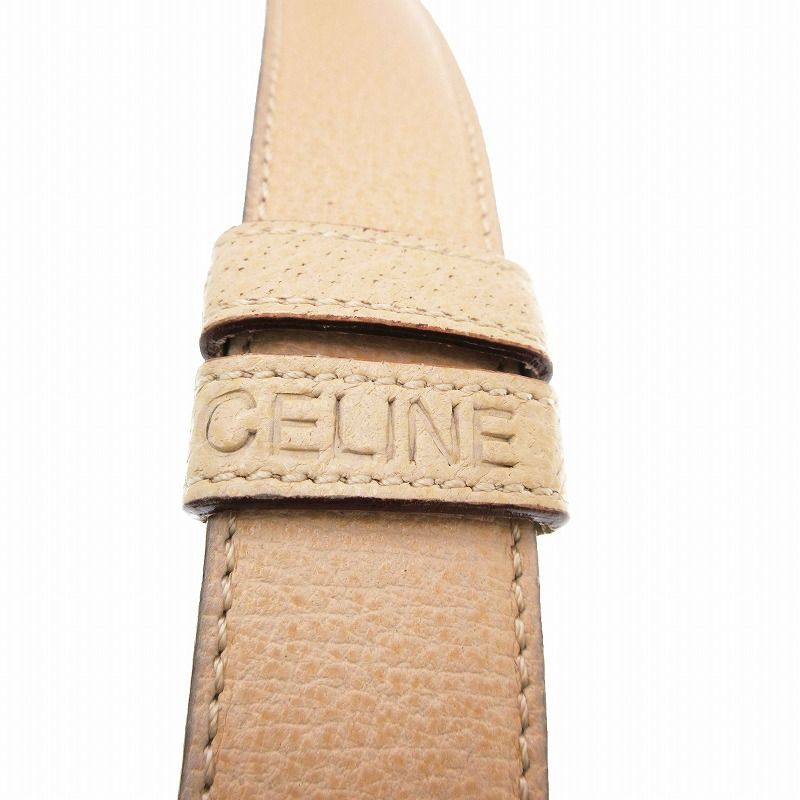 CELINE ベージュレザー ベルト85 CELINE ベージュレザーベルト ゴールドバックル85 - メルカリ