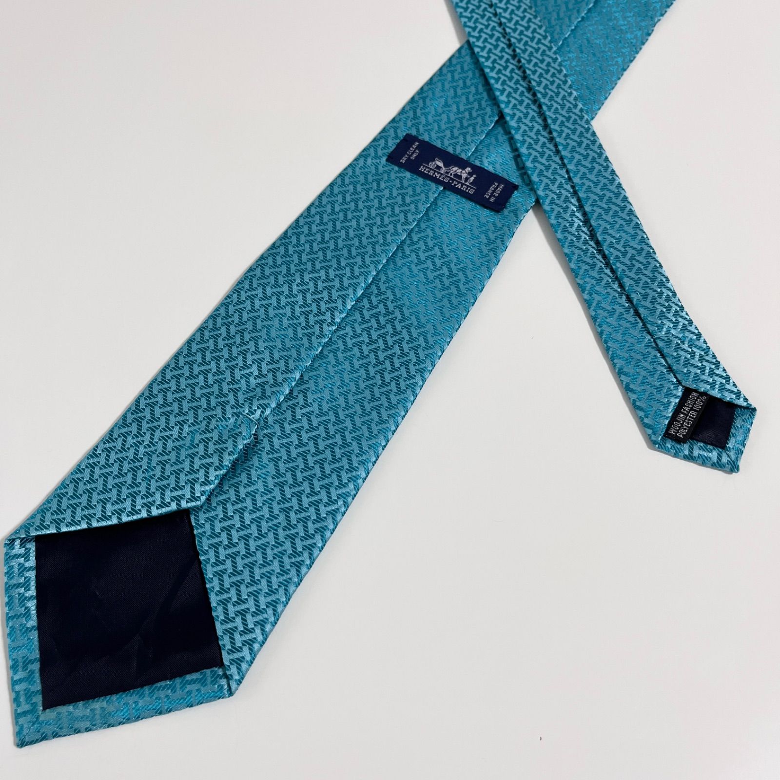 美品 HERMES エルメス ネクタイ シルク100% ターコイズブルー H
