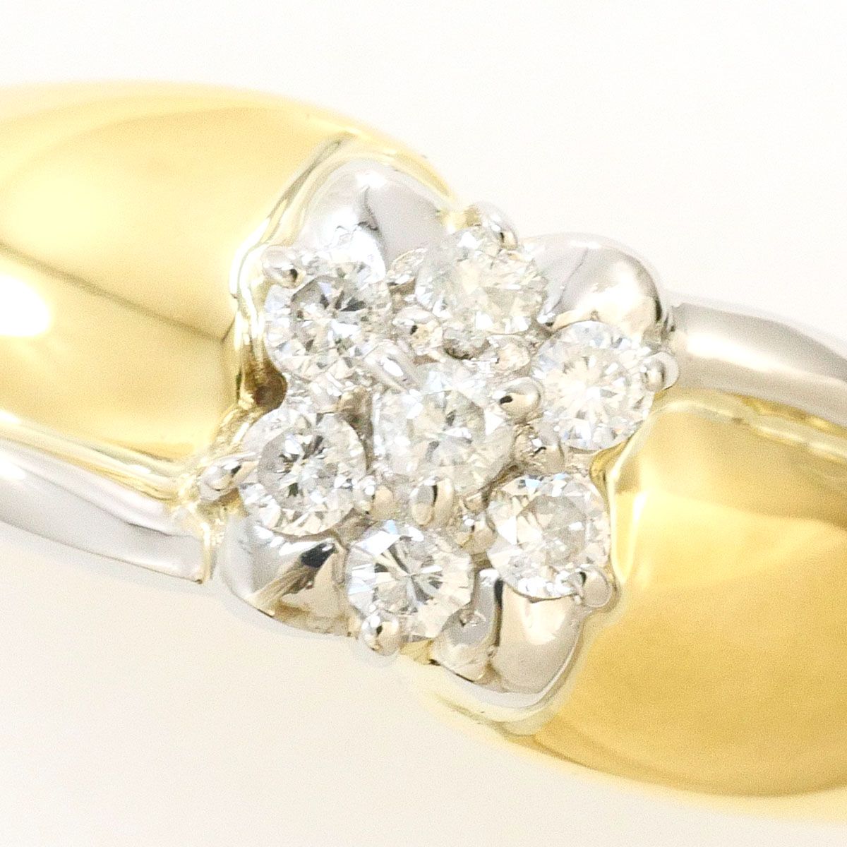 洗練 リング 指輪 PT850 プラチナ K18YG 11号 ダイヤ 0.13ct 鑑別書 総重量約5.5g