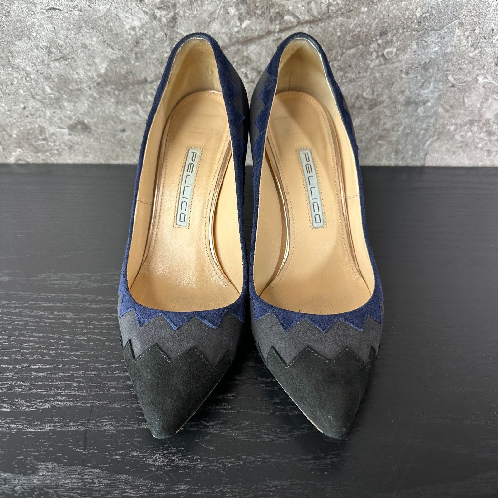 【美品】PELLICOグレー スエード ポインテッドトゥ ハイヒール 37 中古】ペリーコ PELLICO パンプス ヒール ポインテッドトゥ スダッズ