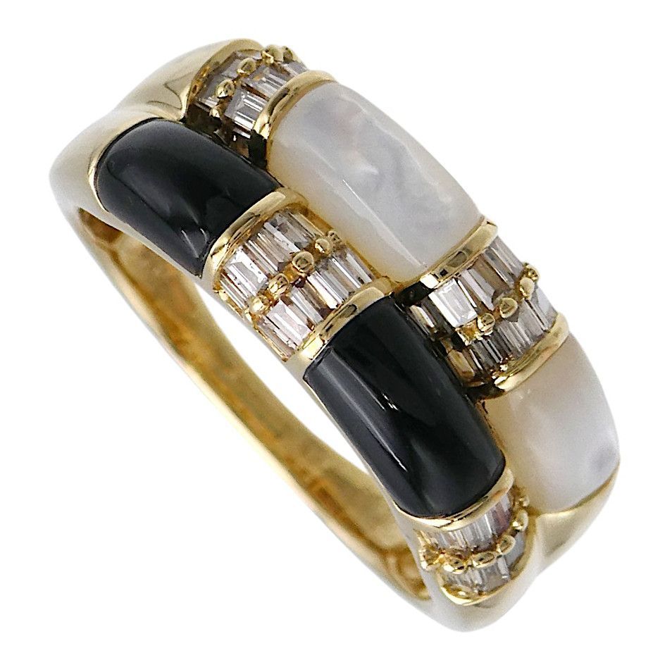 リング GSTV K18 ダイヤモンド0.32ct オニキス シェル 14号 - メルカリ 