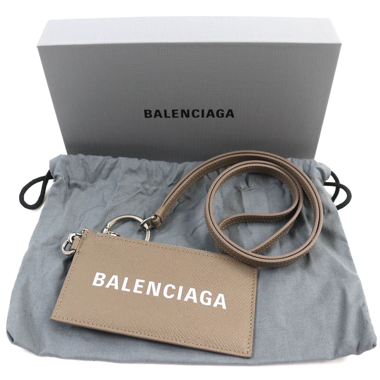 極美品△BALENCIAGA バレンシアガ 594548 ブルーオラージュ ロゴ入り レザー カードケース コインケース 箱・保存袋付き イタリア製 メンズ