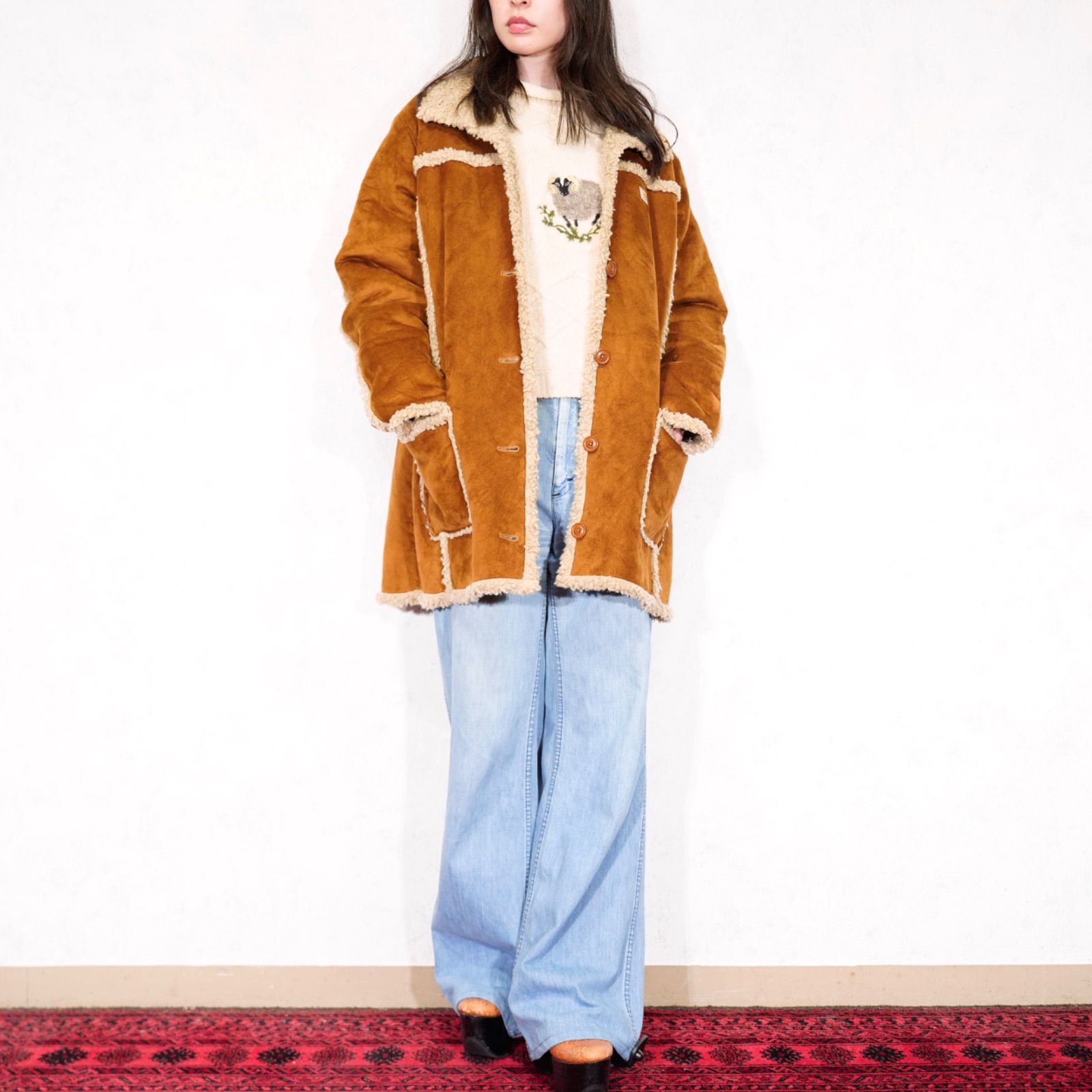 USA VINTAGE Carhartt FAKE MOUTON SHORT COAT アメリカ古着カーハートフェイクムートンショートコート