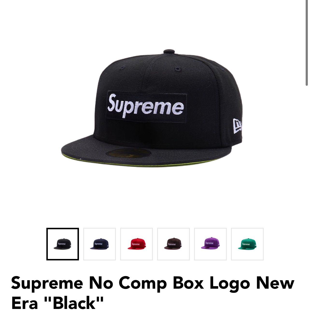 未着用品Supreme No Comp Box Logo New Era 7 1/2 キャップ