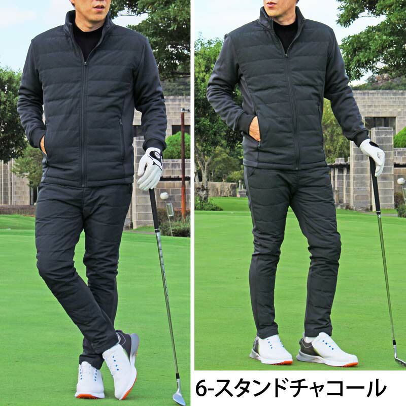 ゴルフウェア セットアップ メンズ 上下セット ダウンジャケット ゴルフパンツ 暖か裏起毛シャギーボア 防寒 ストレッチジャージ アウター スタンド パーカー ジップアップ スポーツ 秋冬 4-パーカーブラックカモ LLC-HASEGAWATOSO_COM