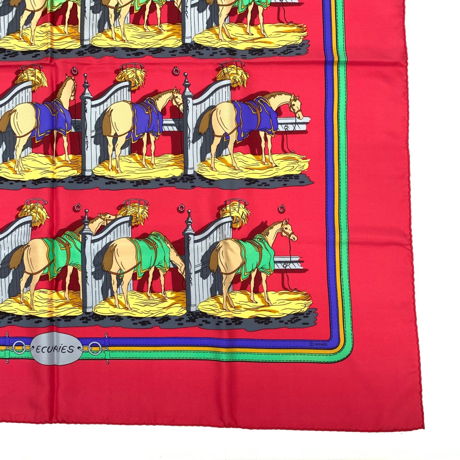 HERMES エルメス カレ 90 大判スカーフ ECURIES 厩舎 馬柄 35042-1_50249796-7056-49c6-