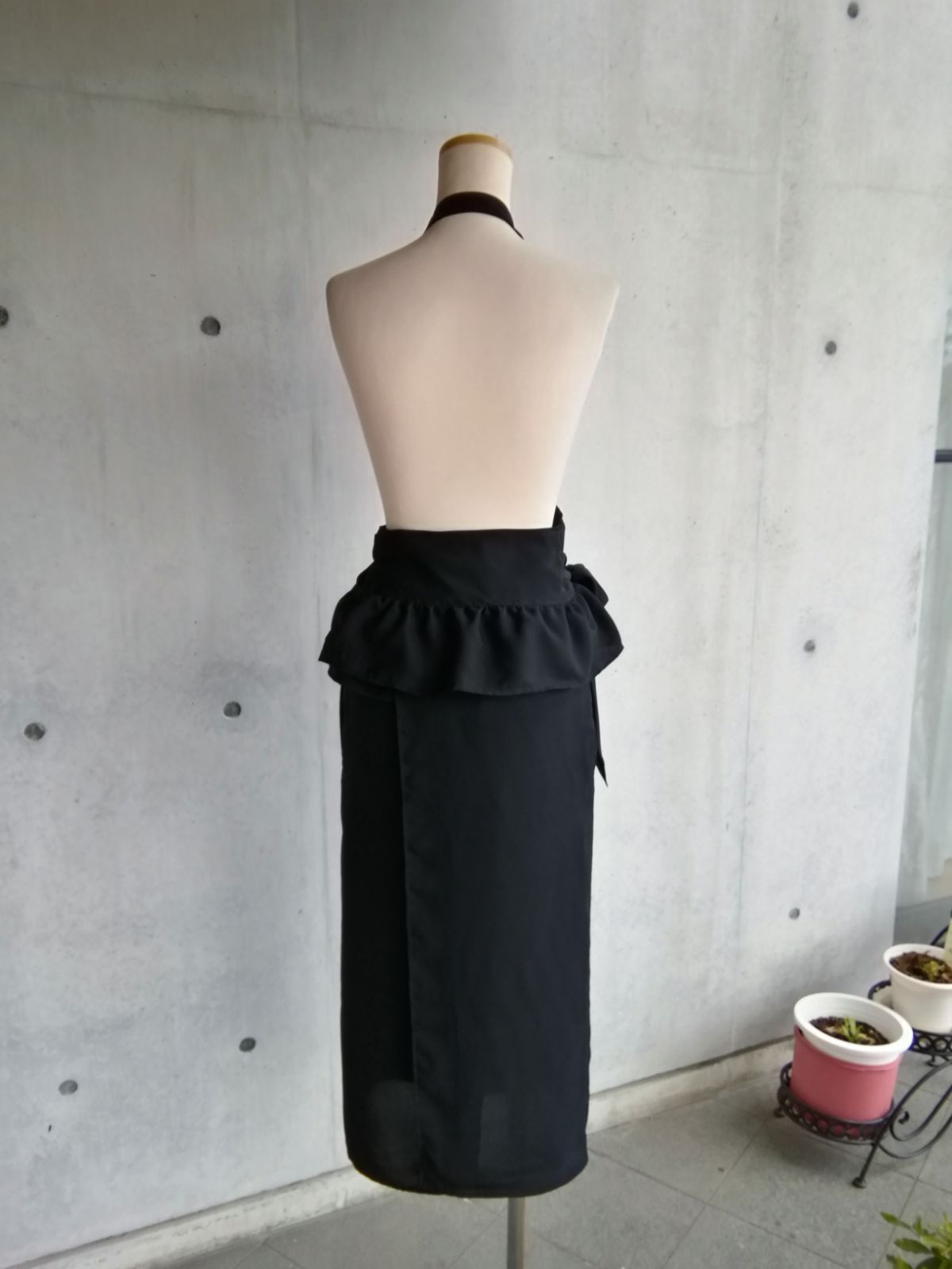 ブラック茶道お稽古用エプロン