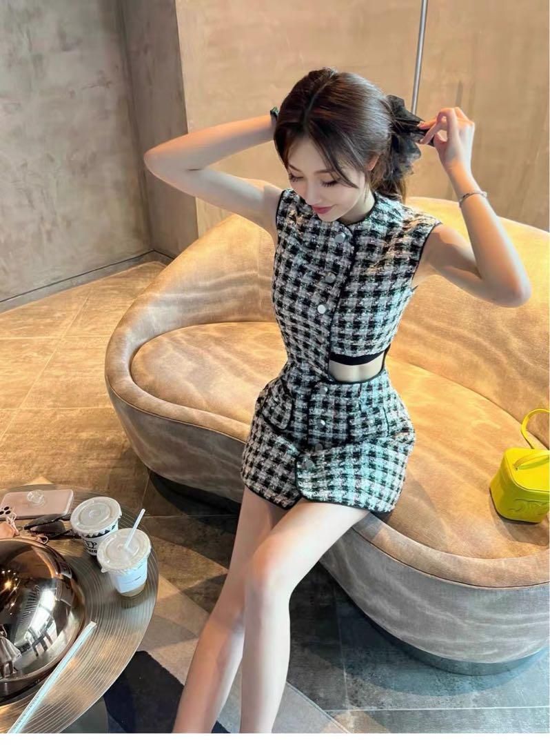 春夏コーデ✨ミニツイードワンピース✨セクシーミニドレス✨女子会✨デート 春夏コーデ??ミニツイードワンピースセクシー?女子会デート